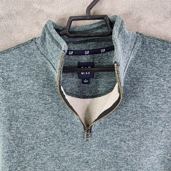 Mens Heathered Green Gap Pullover Sweater 1/4 Zip Long Sleeve Mock Neck Size L - Picture 6 of 11